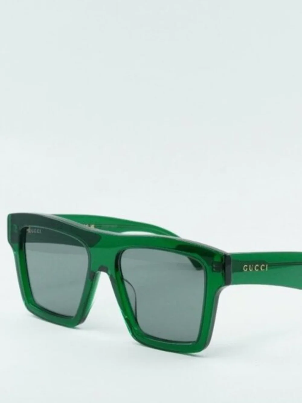 Gucci GG0962S 010 Sunglasses Green Square Frame, Grey Lenses